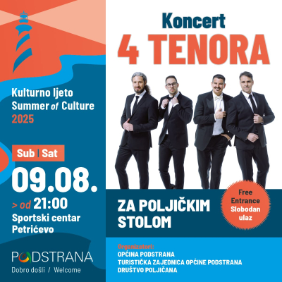 KULTURNO LJETO - Večeras koncert 4 tenora
