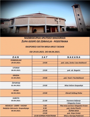 Župa Gospe od zdravlja Podstrana - Raspored svetih misa