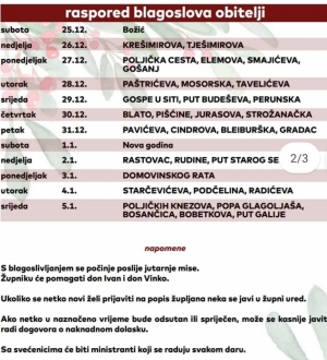 Župa Gospe u Siti - Raspored blagoslova obitelji