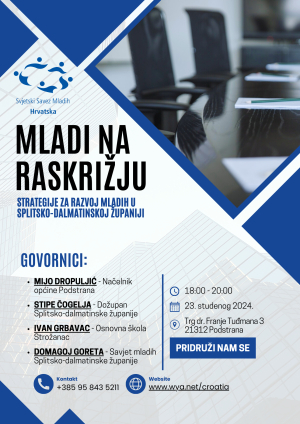 Poziv na panel-diskusiju "Mladi na raskrižju: Strategije za razvoj mladih u Splitsko-dalmatinskoj županiji" – 23. studenog 2024.